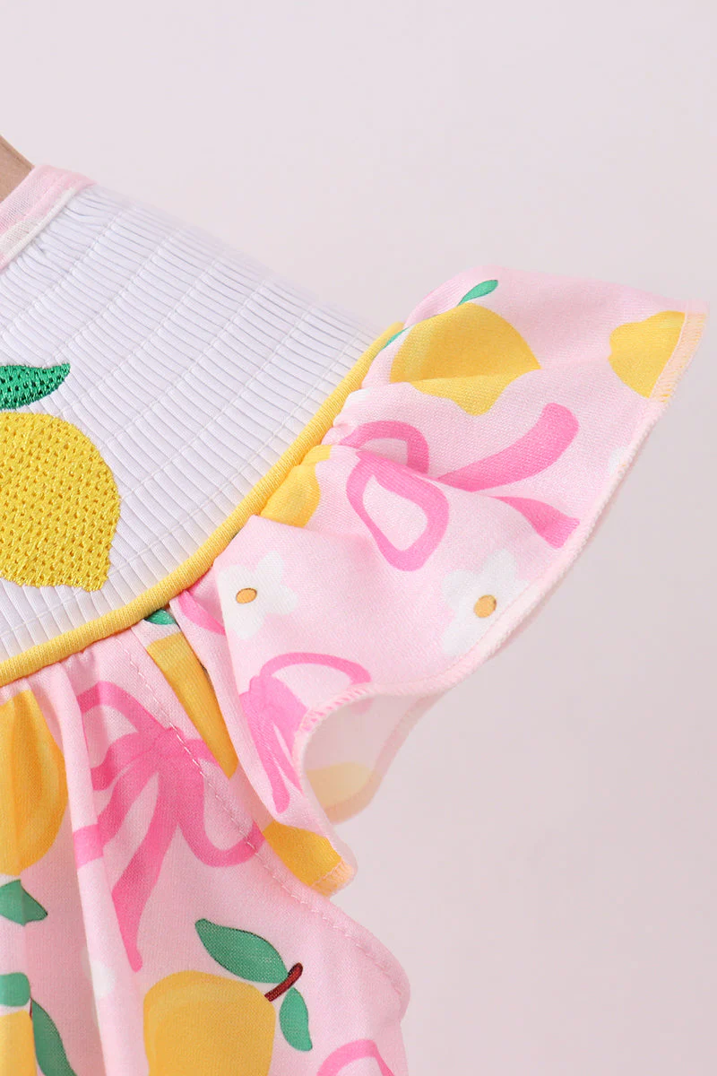 Pink lemon smocked ruffle dress - Image 3