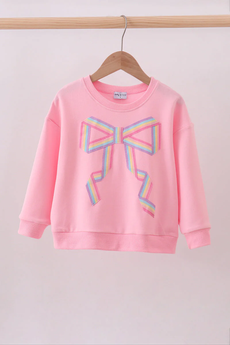 Pink Patriotic hand-sewn bow mom&me sweatshirt - Image 5