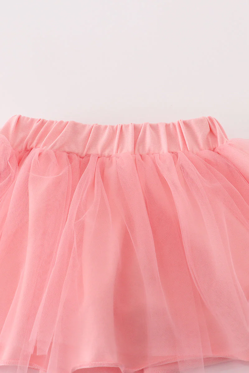 Pink princess embroidery tutu skorts set - Image 3
