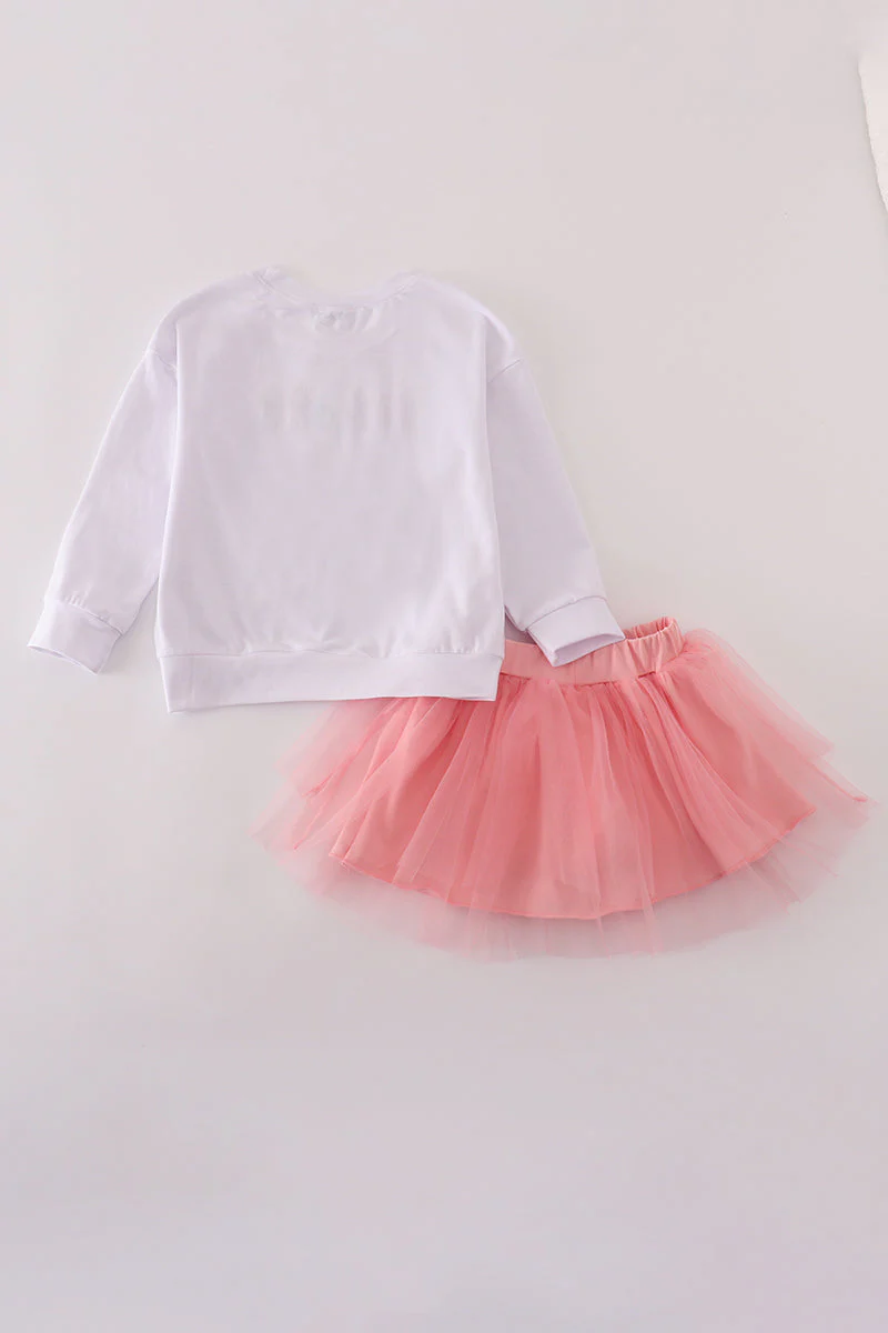 Pink princess embroidery tutu skorts set - Image 5