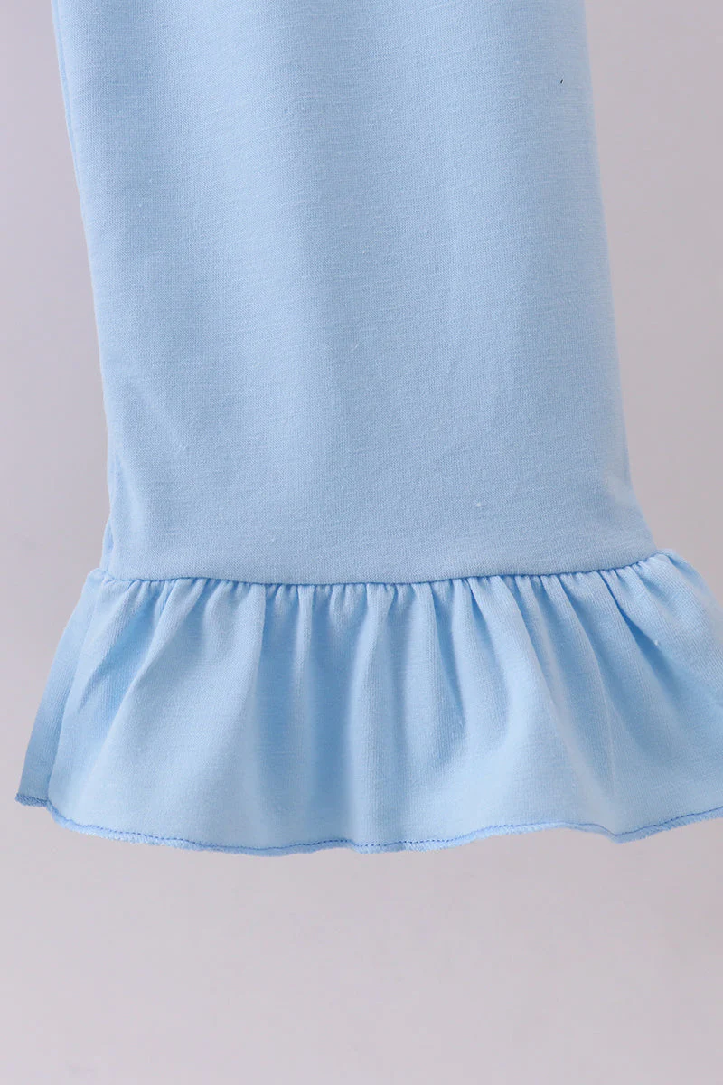Pink princess smocked gingham ruffle pants set - Image 4