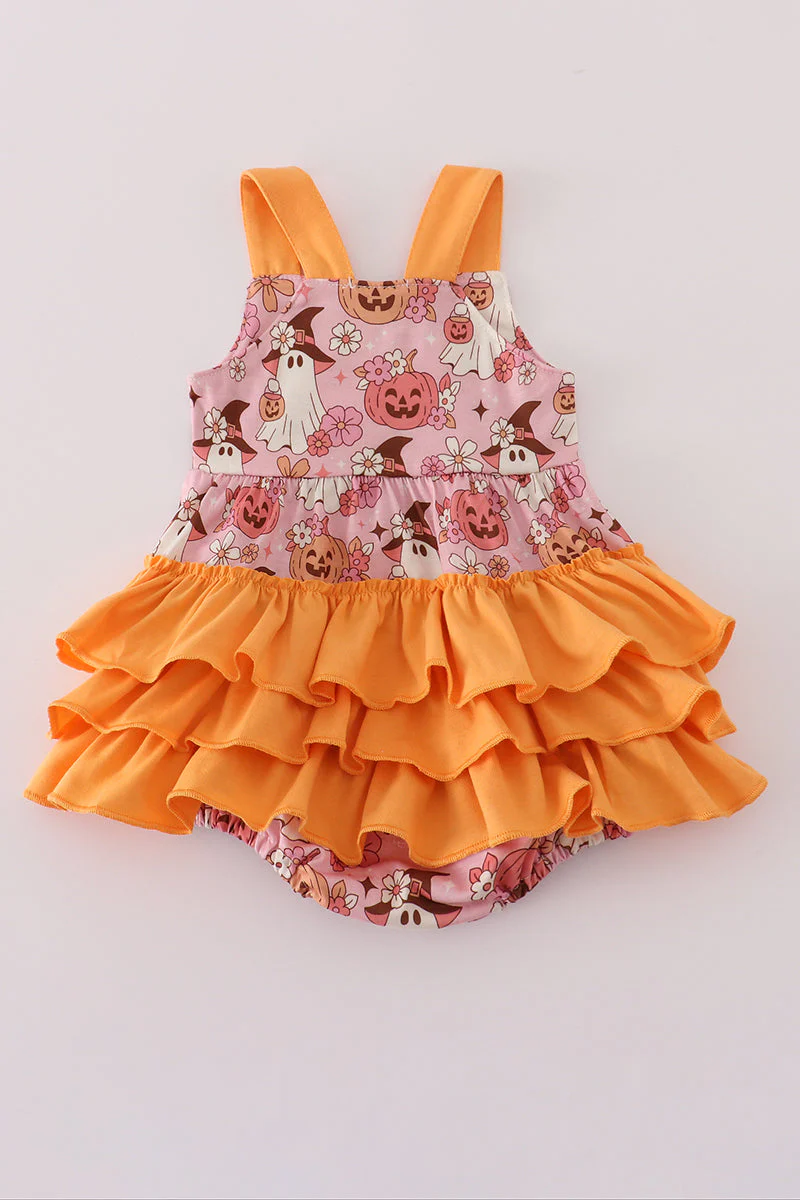 Pink pumpkin ghost print ruffle bubble - Image 4