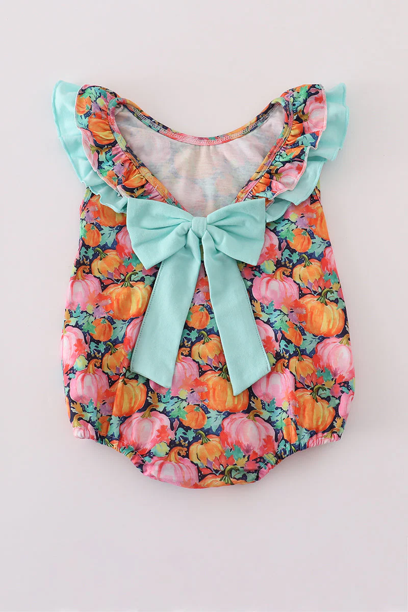 Pink pumpkin print ruffle bubble - Image 4