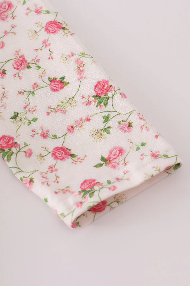 Pink rose hand smocked bloomer set - Image 2