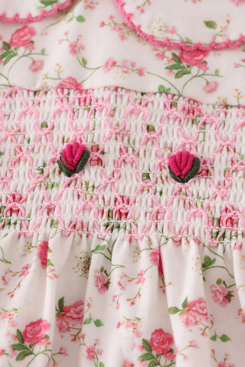 Pink rose hand smocked bubble - Image 4