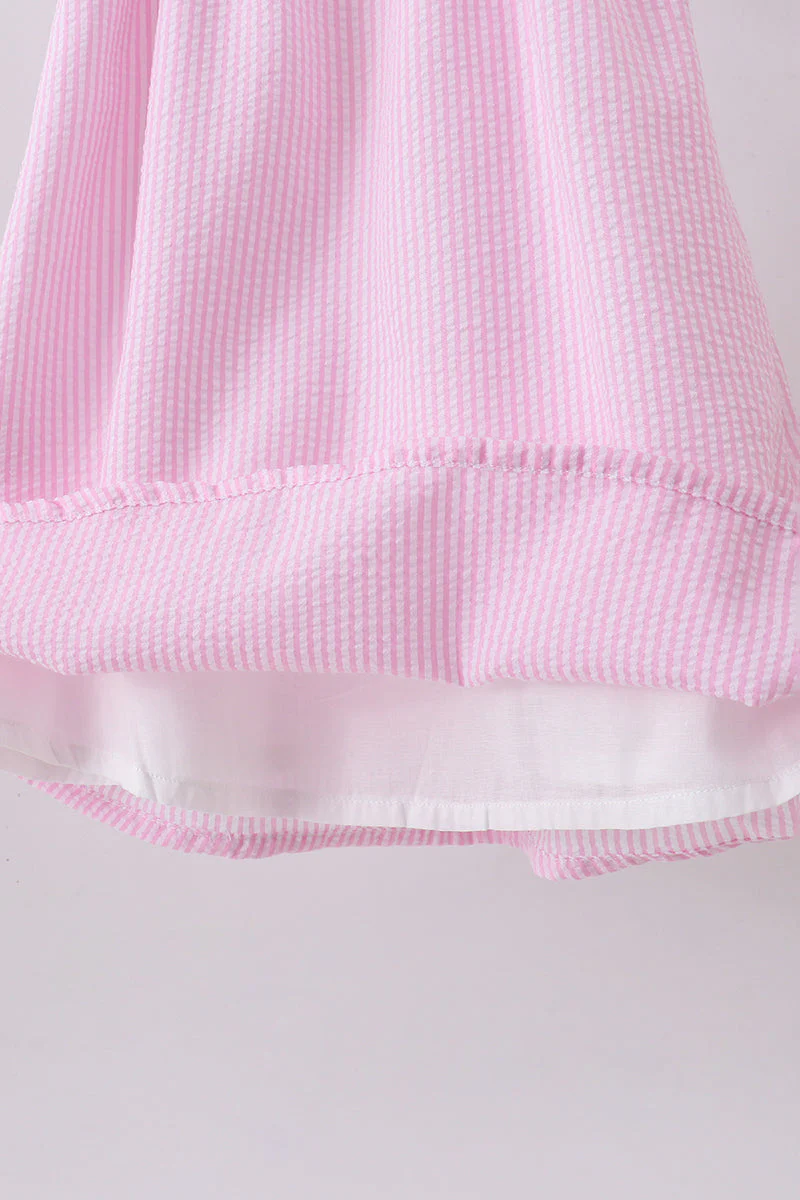 Pink seersucker ruffle dress - Image 2