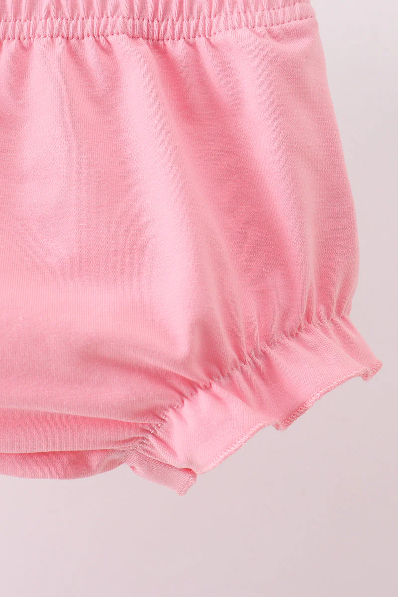 Pink stripe cross applique bloomer set - Image 3