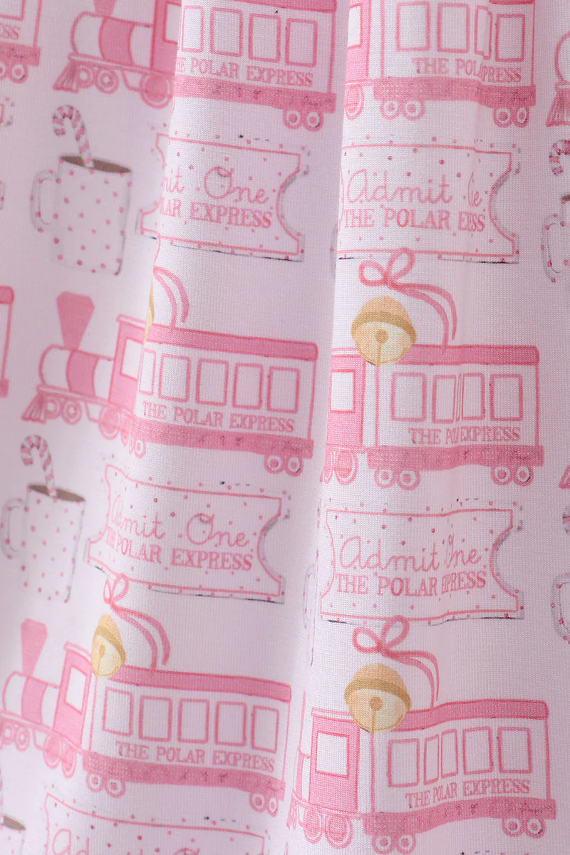 Pink train bamboo pajamas dress - Image 3