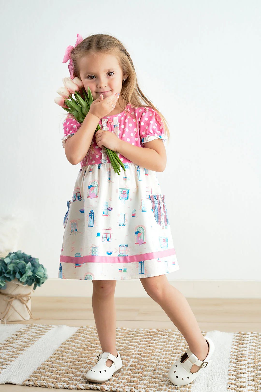 Platinum balcony pink dot dress - Image 5
