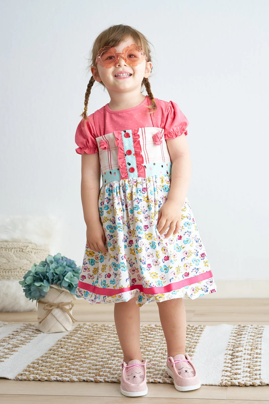 Platinum floral print strap girl dress - Image 3