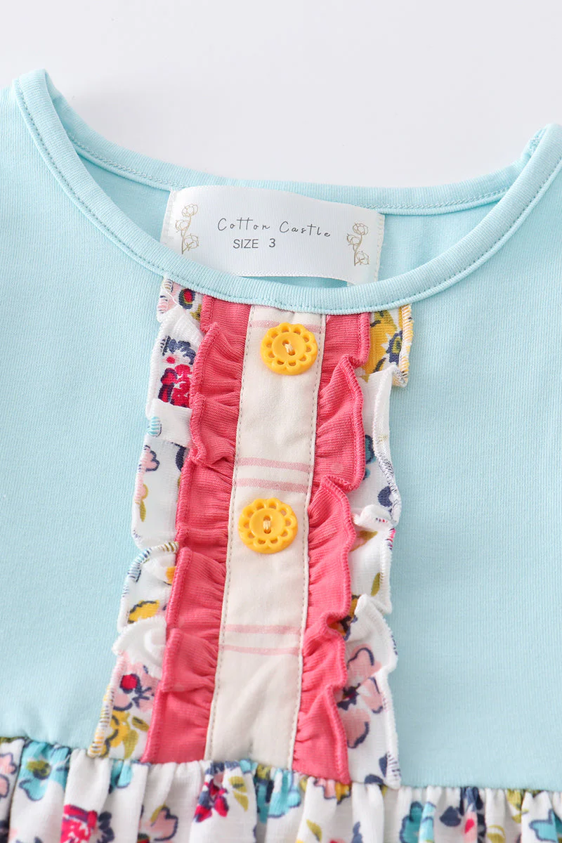 Platinum mint floral print girl dress - Image 7