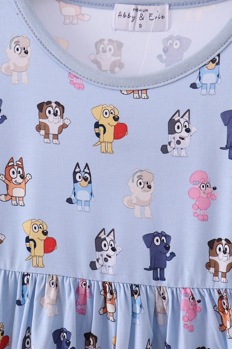 Premium blue character print bamboo dress - Image 6