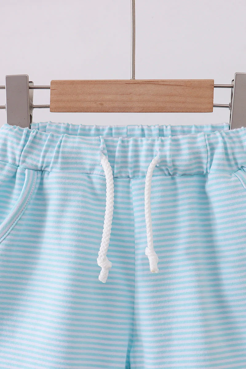 Premium Mint&white stripe drawstring shorts - Image 2