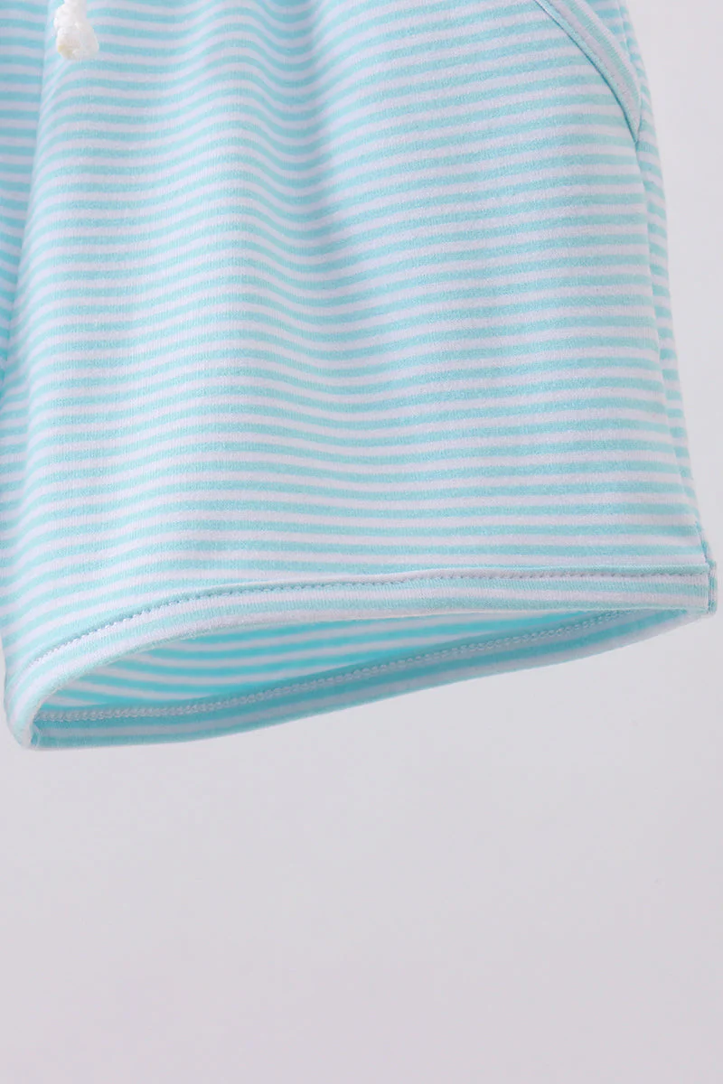 Premium Mint&white stripe drawstring shorts - Image 4