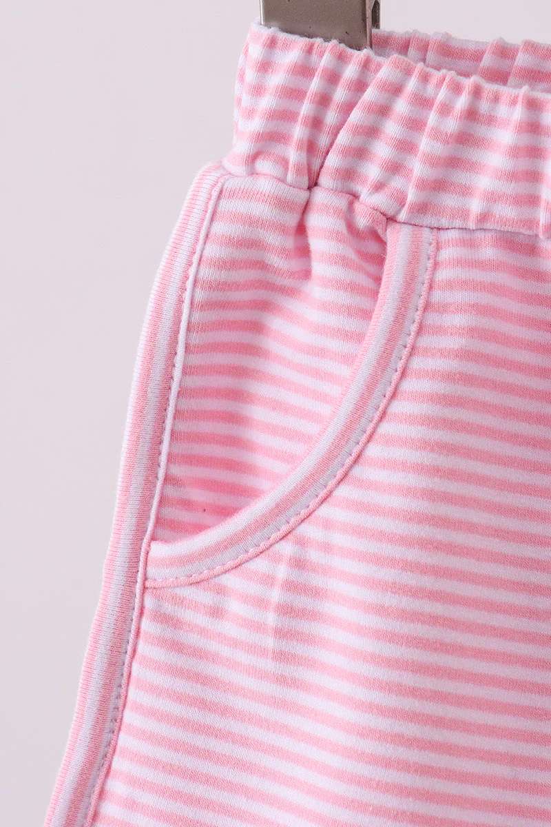 Premium Pink&white stripe bow shorts - Image 3