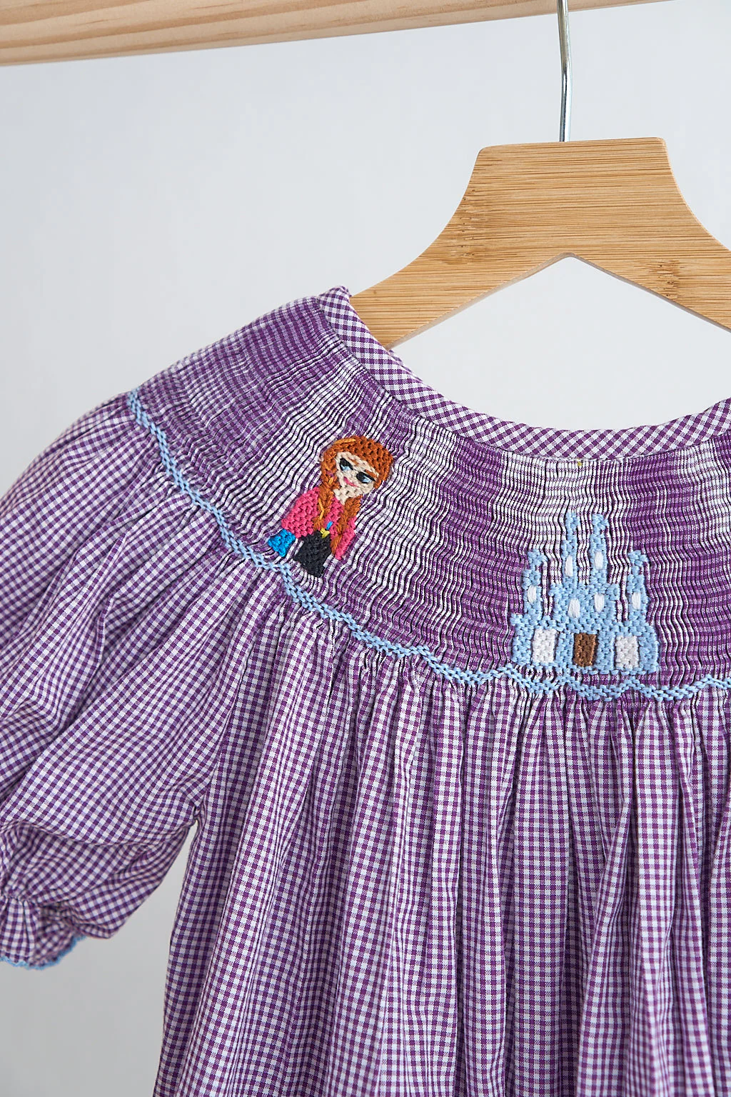 Purple castle hand smocked gingham dress - Image 3