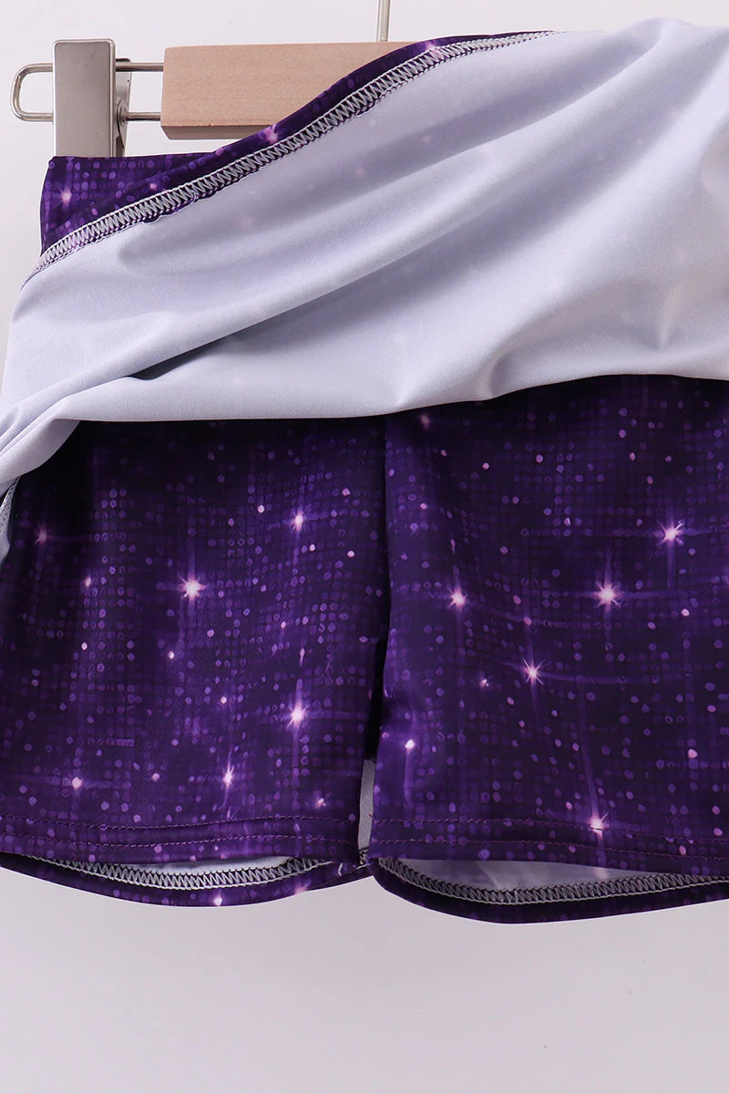 Purple glitter skort set - Image 4