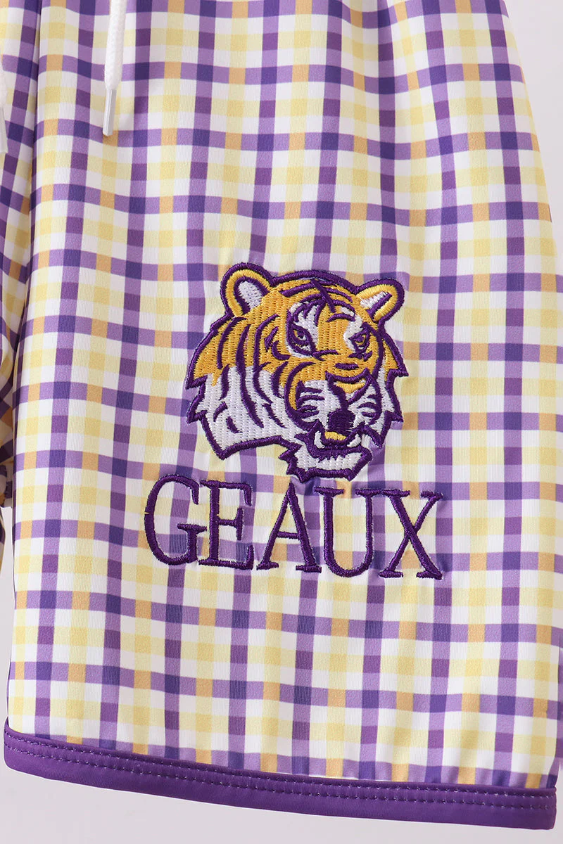 Purple LSU GEAUX embroidery trunks - Image 3