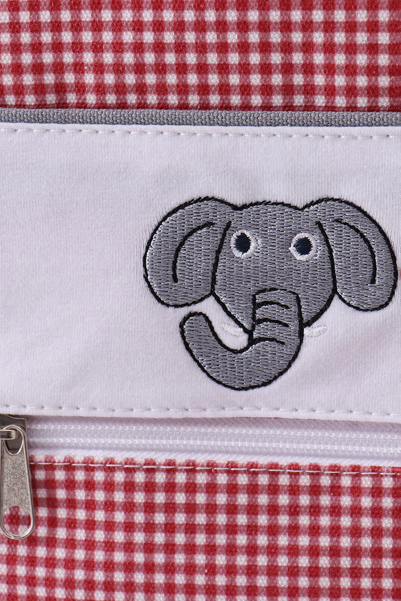 Red Alabama embroidery gingham backpack - Image 2