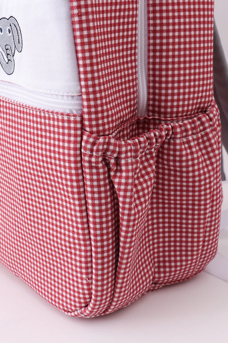 Red Alabama embroidery gingham backpack - Image 5