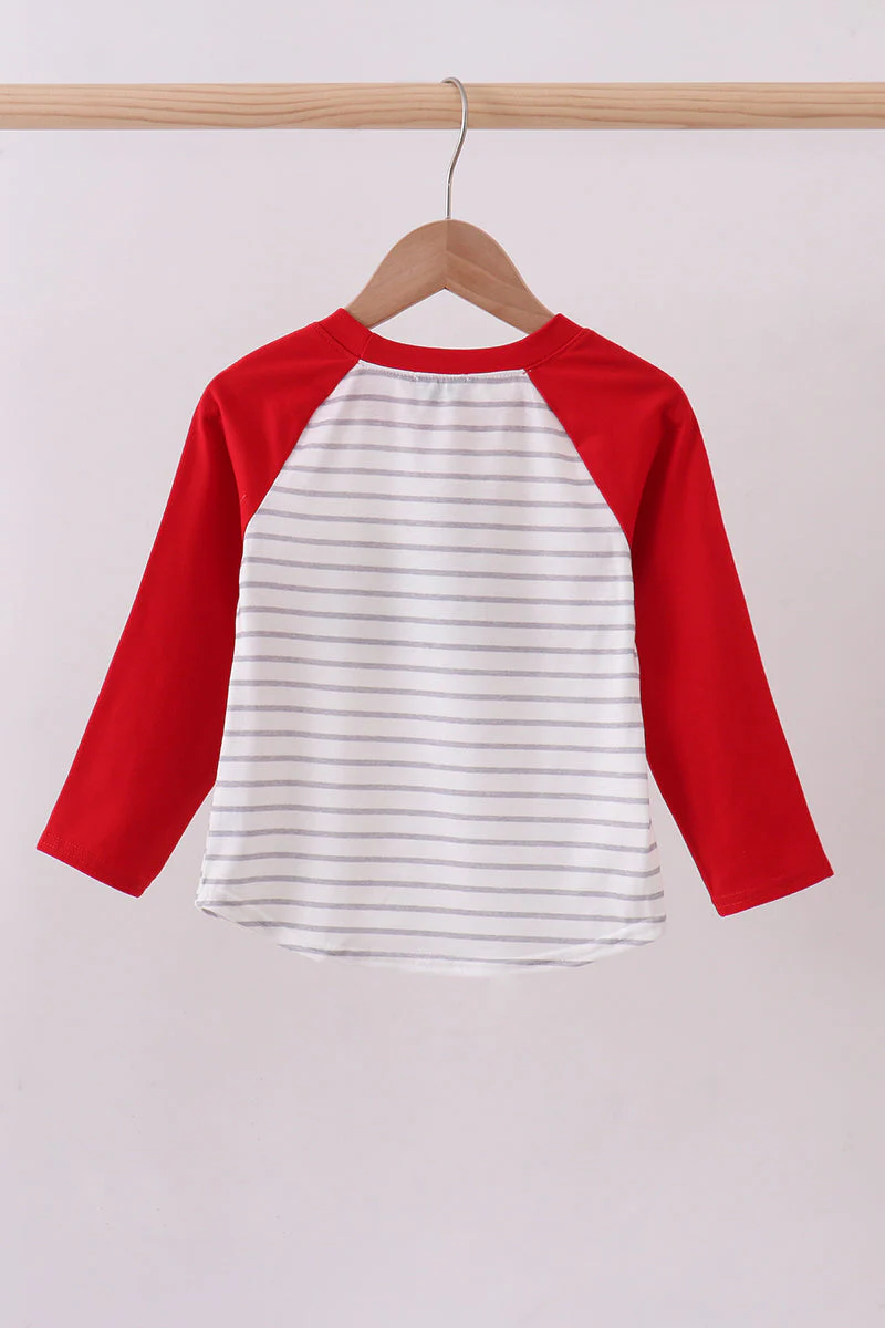 Red car embroidery stripe top - Image 5