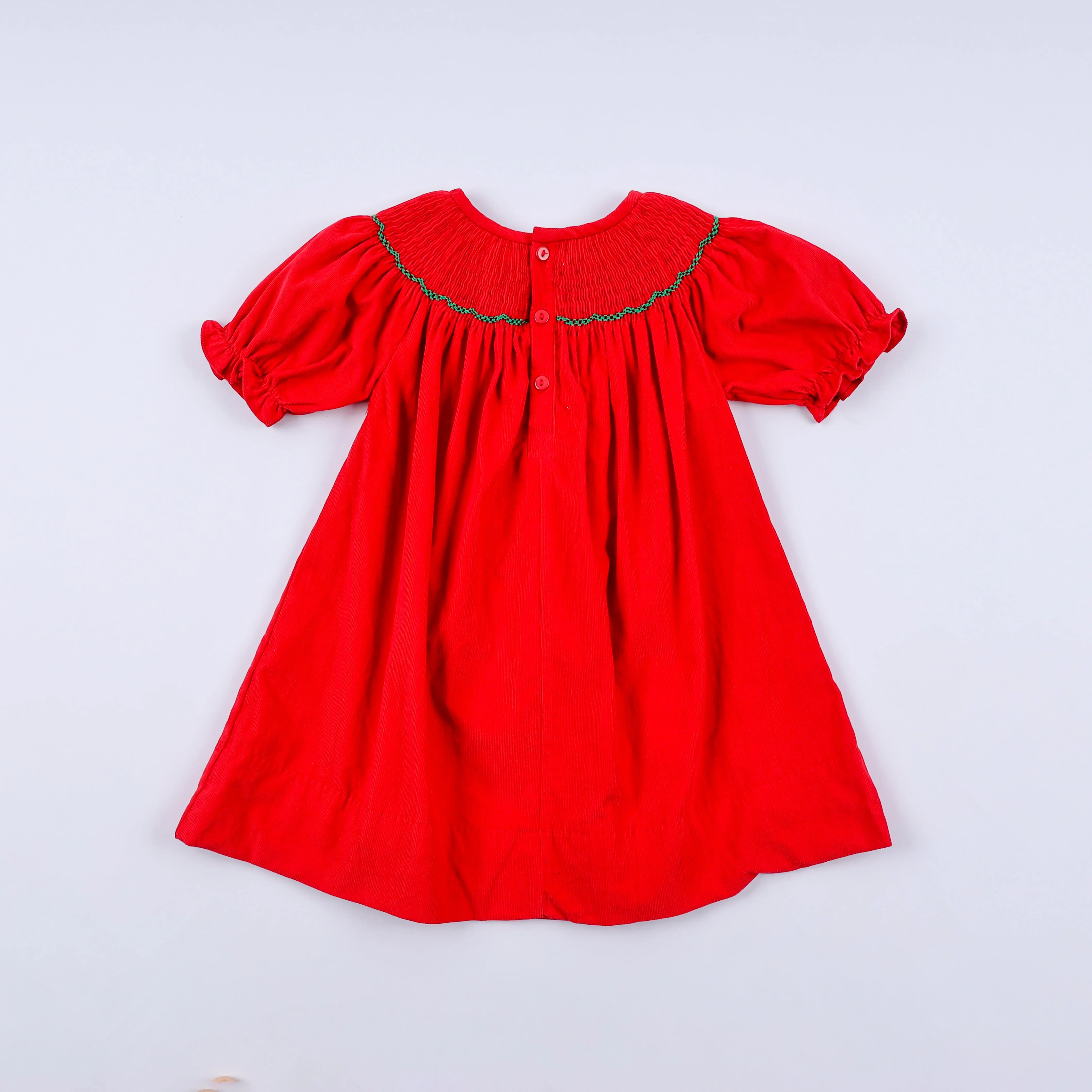 Red christmas tree hand smocked dress - Image 6