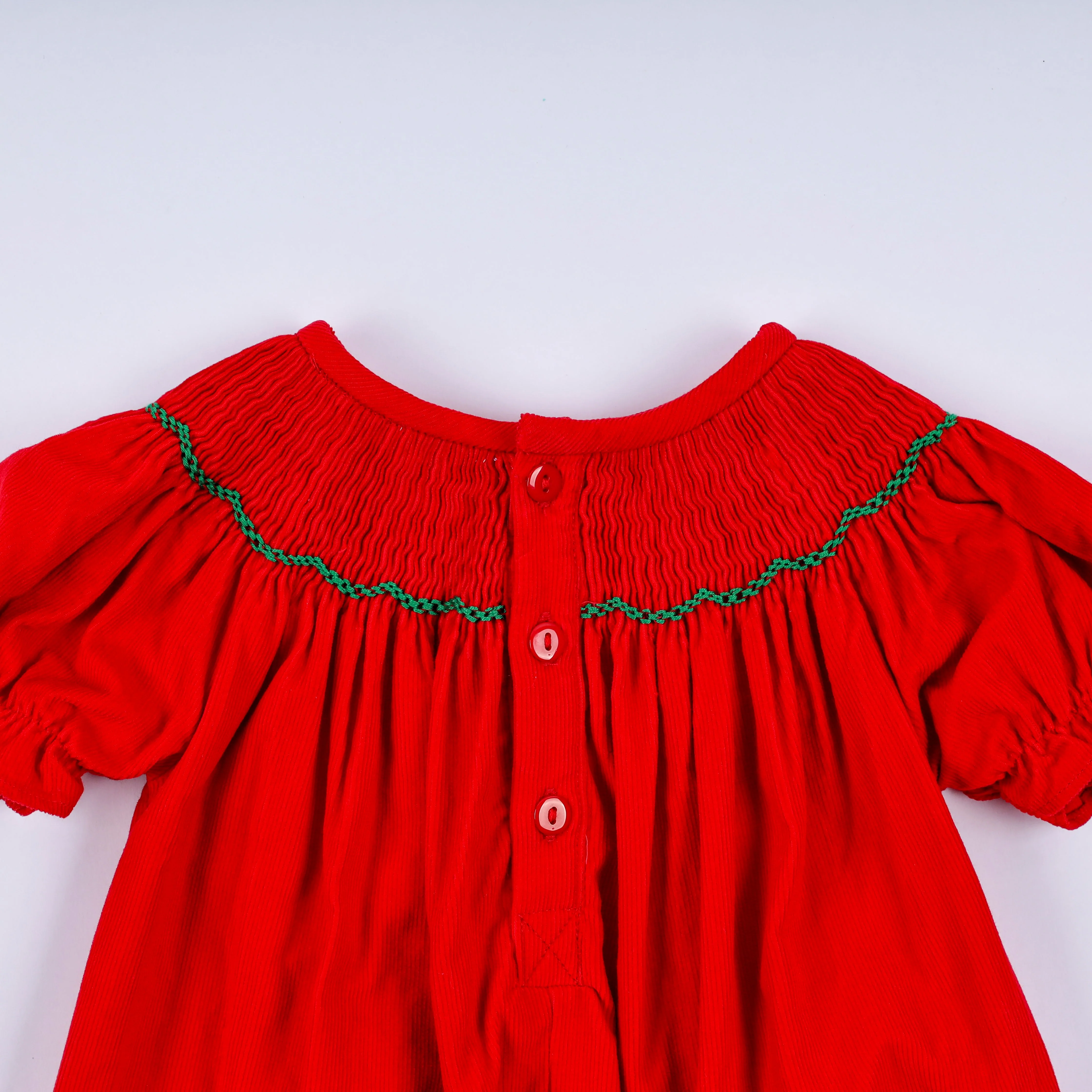 Red christmas tree hand smocked romper - Image 7