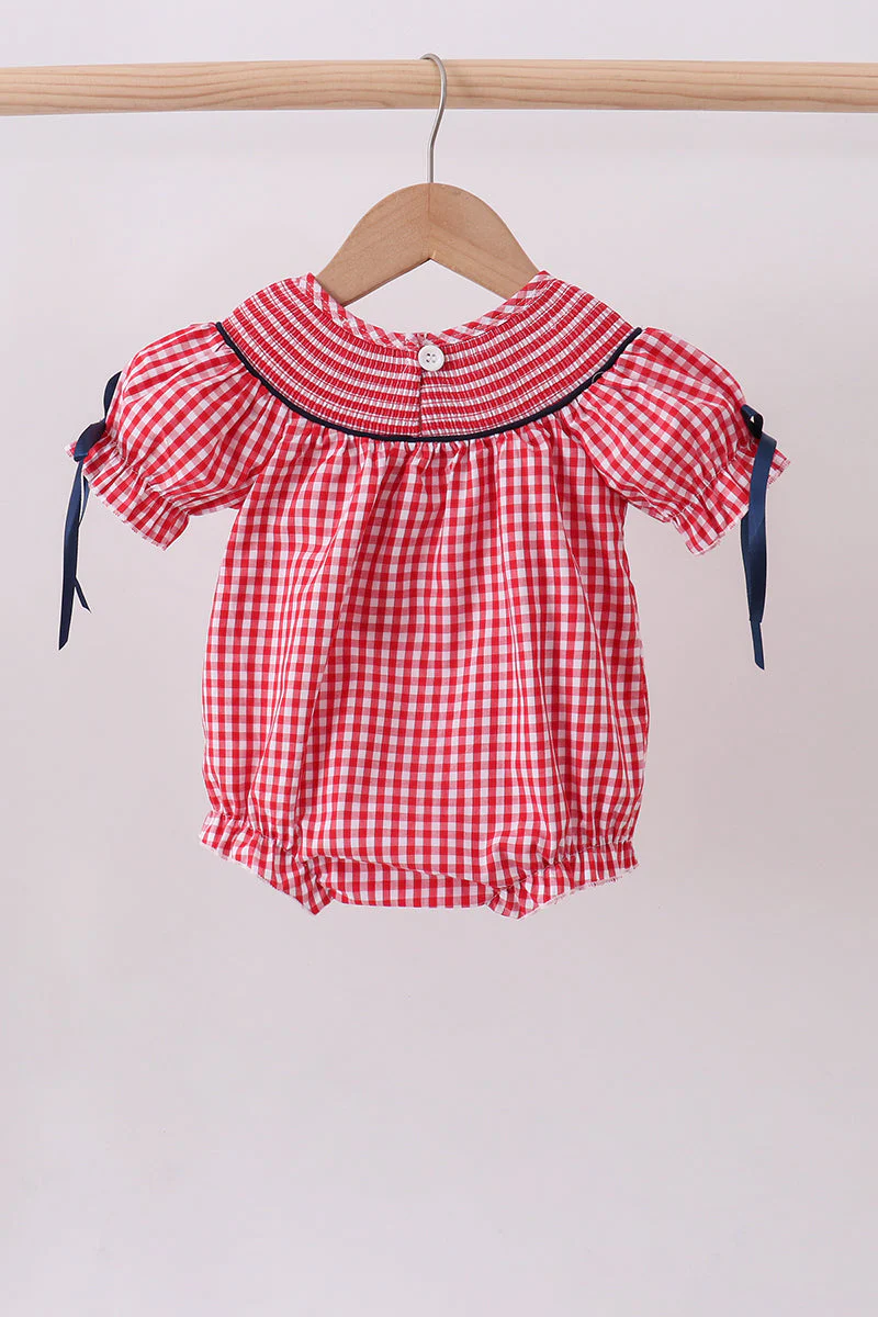 Red flag smocked gingham bubble - Image 5