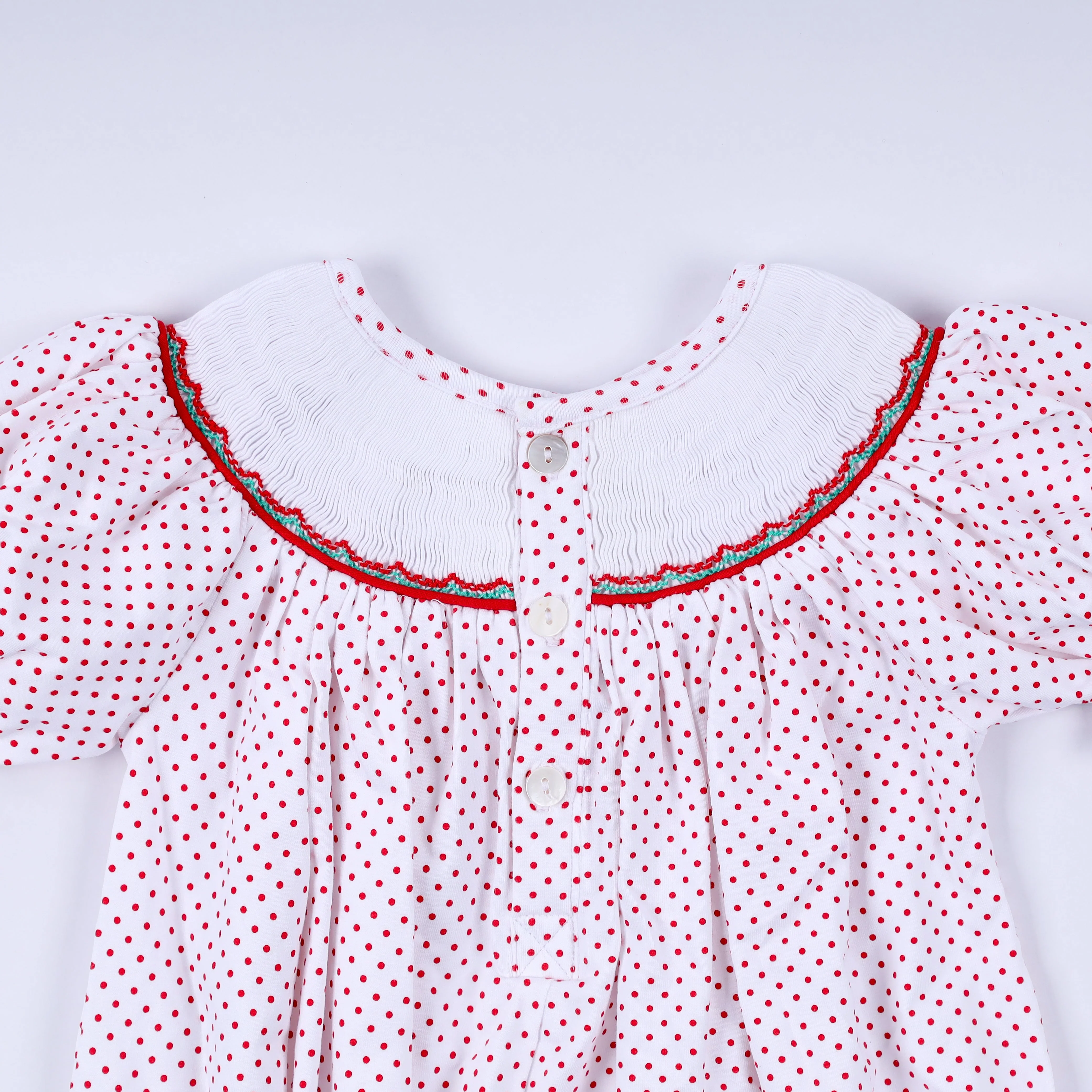Red gingerbread hand smocked bubble - Image 7