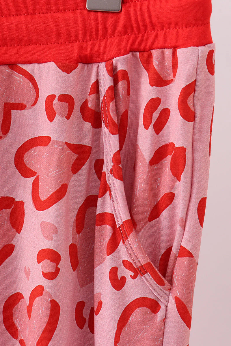 Red heart print bamboo pants - Image 3