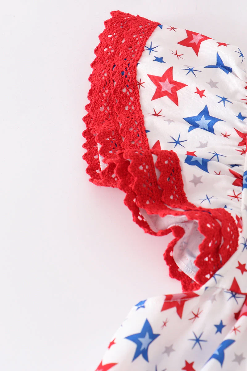 Red patriotic star print women dress - Image 3