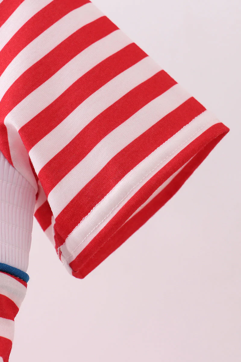 Red stripe character smocked top - Image 3