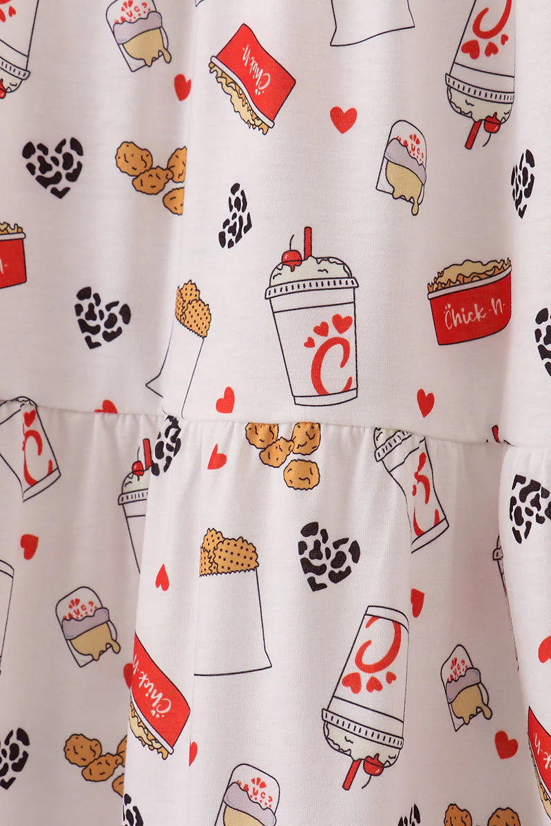 Red the lord's chicken print mom dress - Image 4
