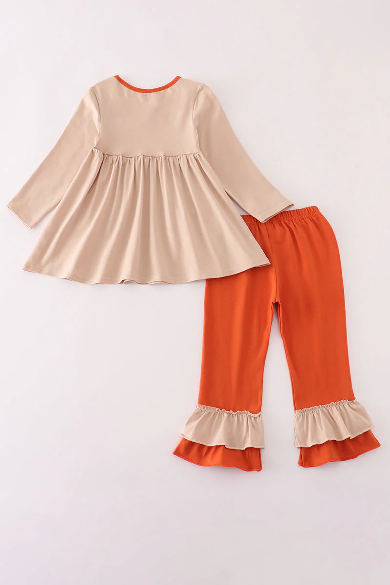 Rust isaiah embroidery ruffle pants set - Image 5