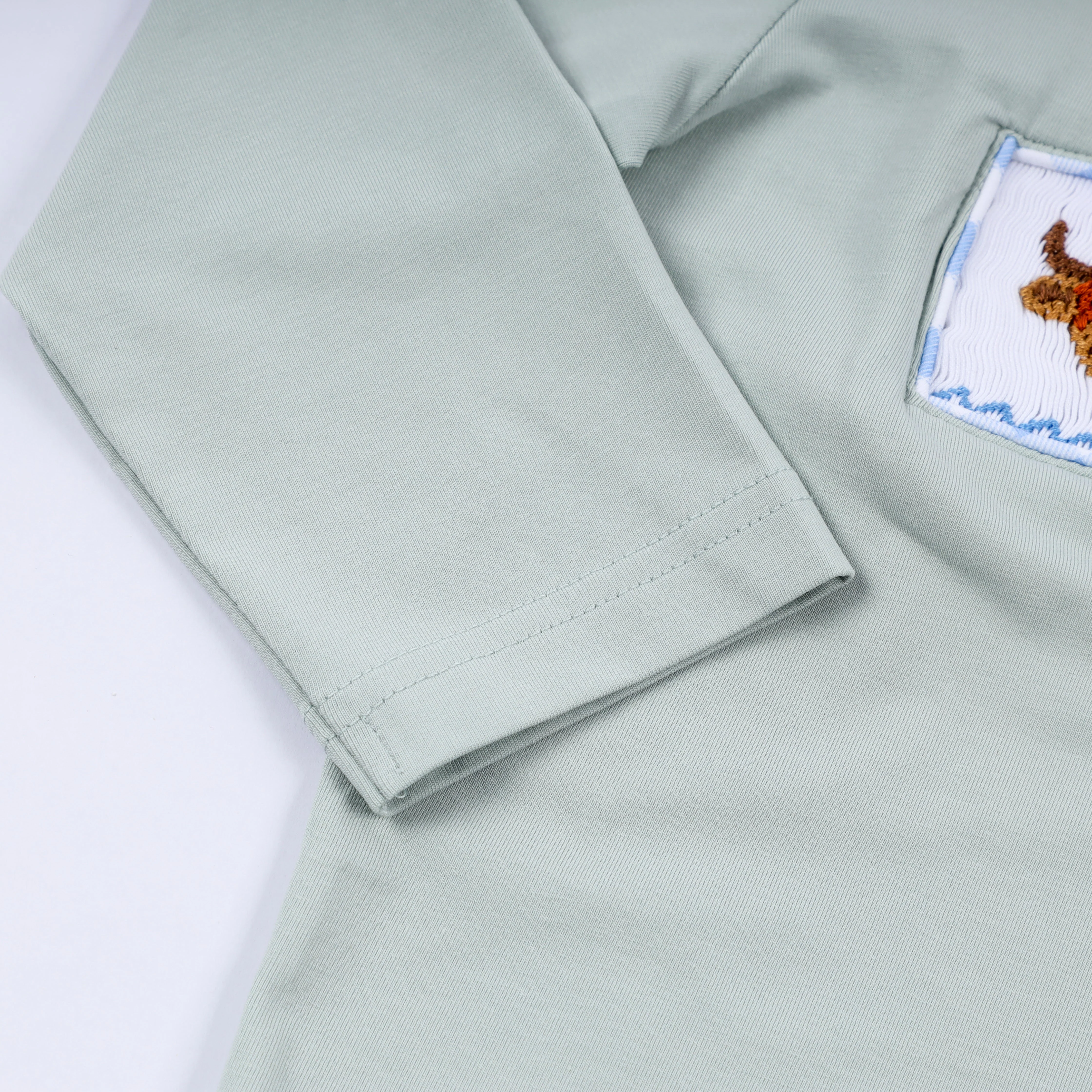 Sage cow hand smocked gingham pants set - Image 7