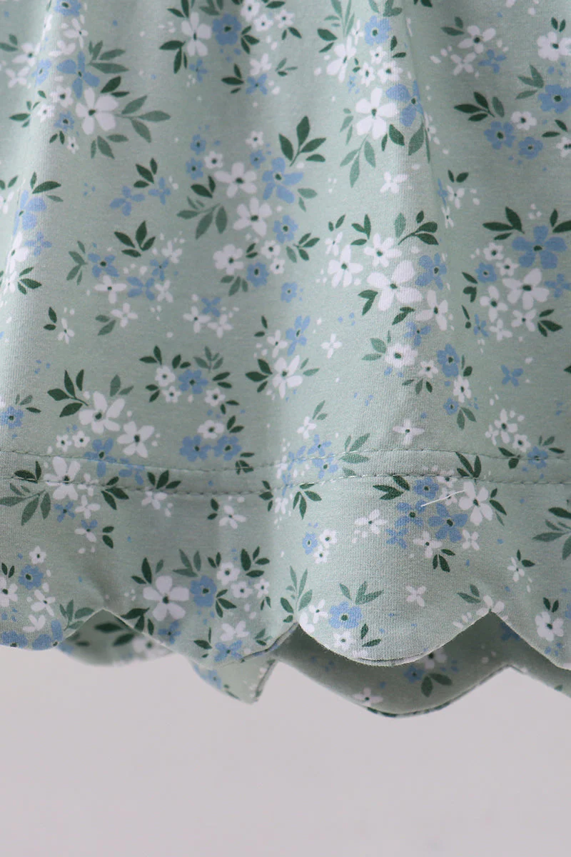 Sage floral cross embroidery ruffle bloomer set - Image 5