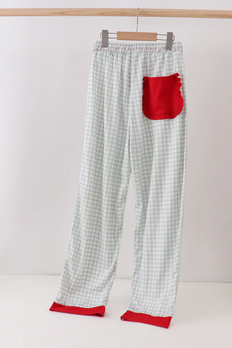 Sage gingham mom pajama pants - Image 5