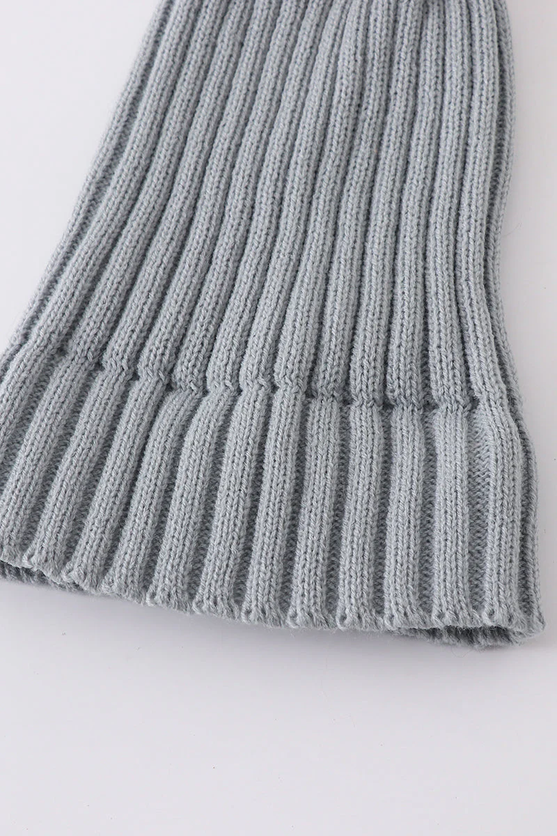 Sage knit pom pom beanie hat baby toddler adult - Image 5