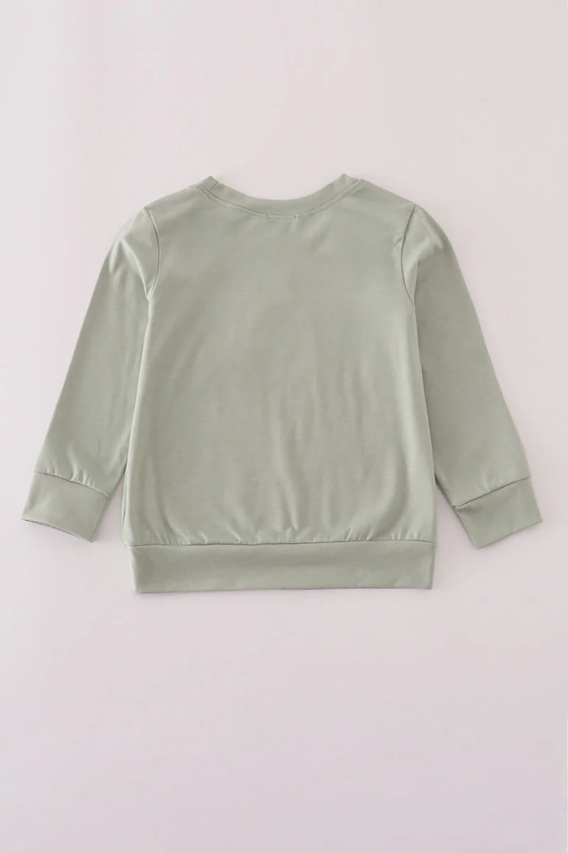 Sage pumpkin turkey applique top - Image 4