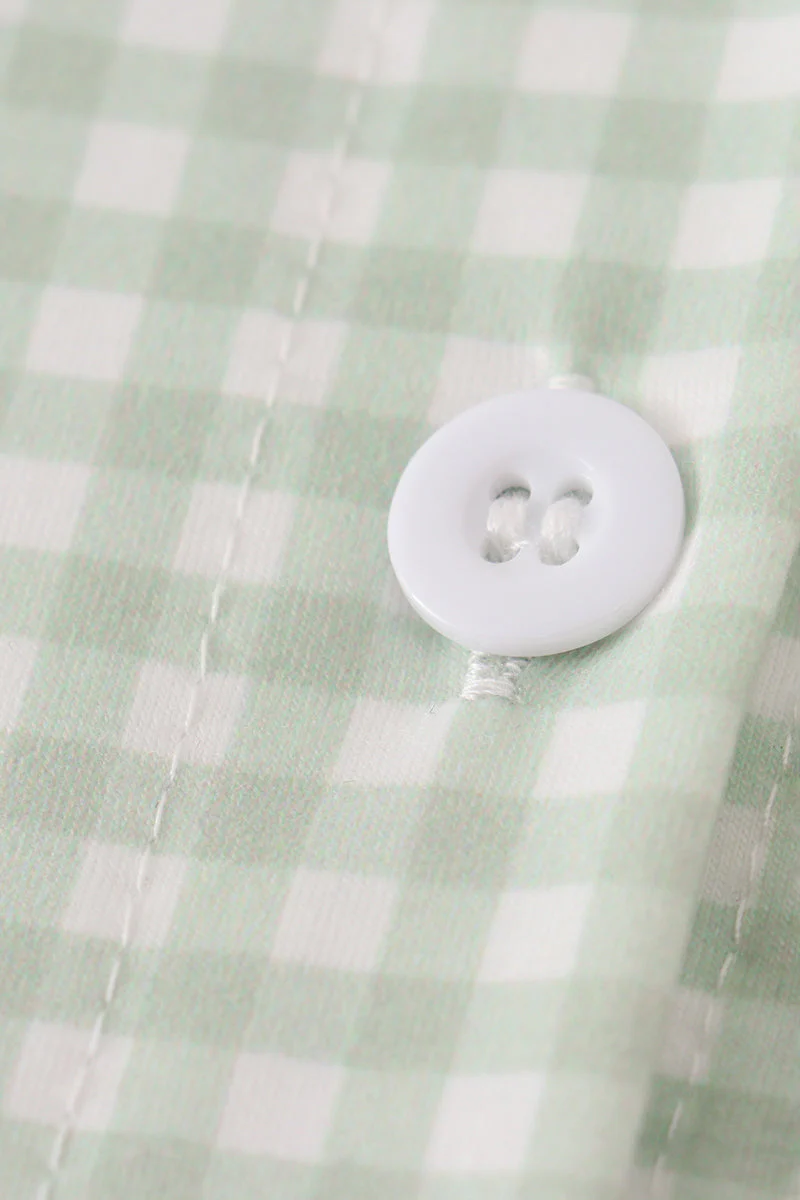 Sage turkey embroidery gingham button down shirt - Image 3