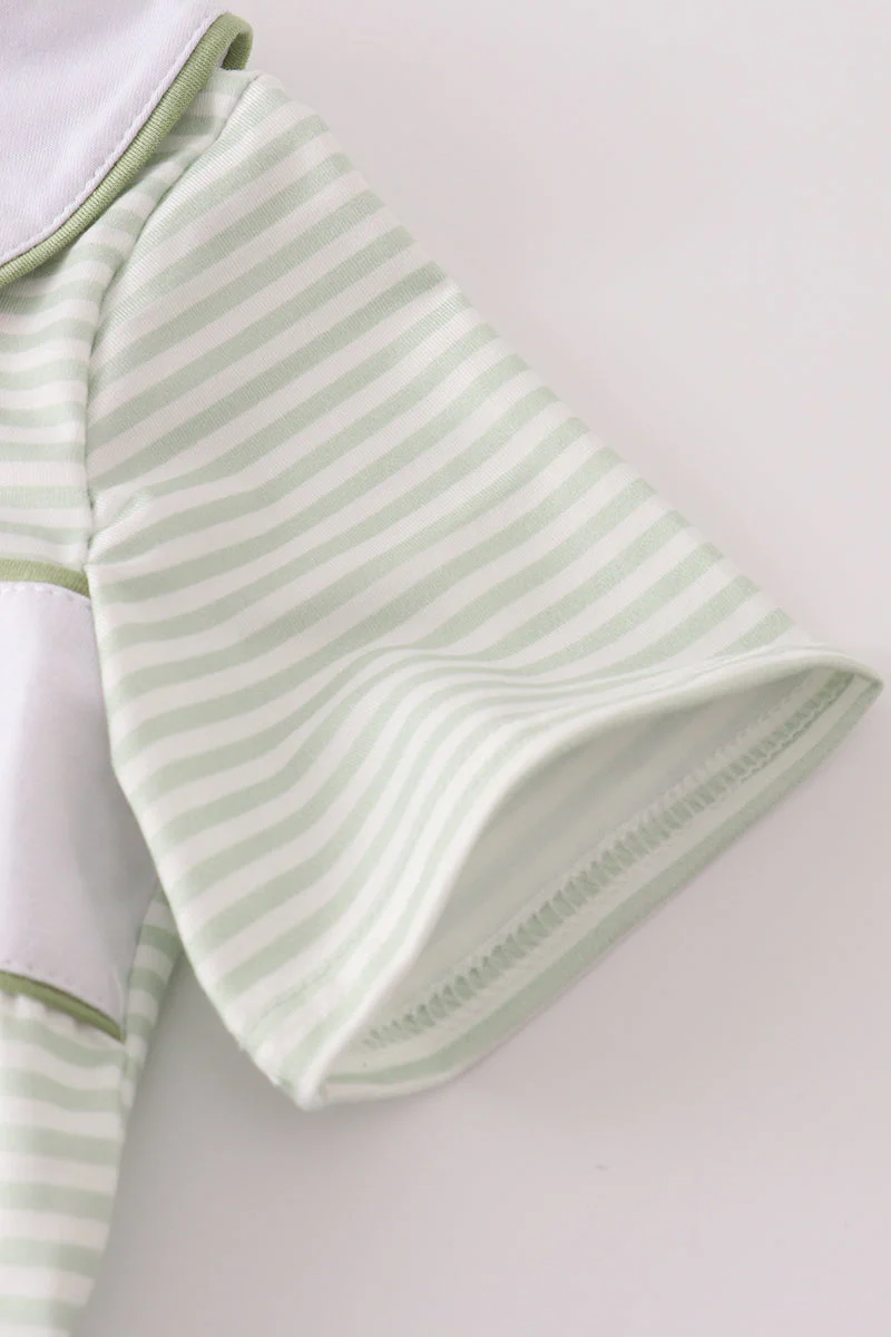 Sage turkey embroidery gingham pants set - Image 3