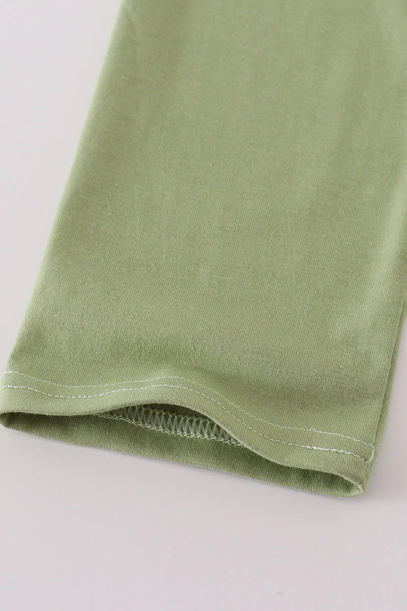 Sage turkey embroidery gingham pants set - Image 4