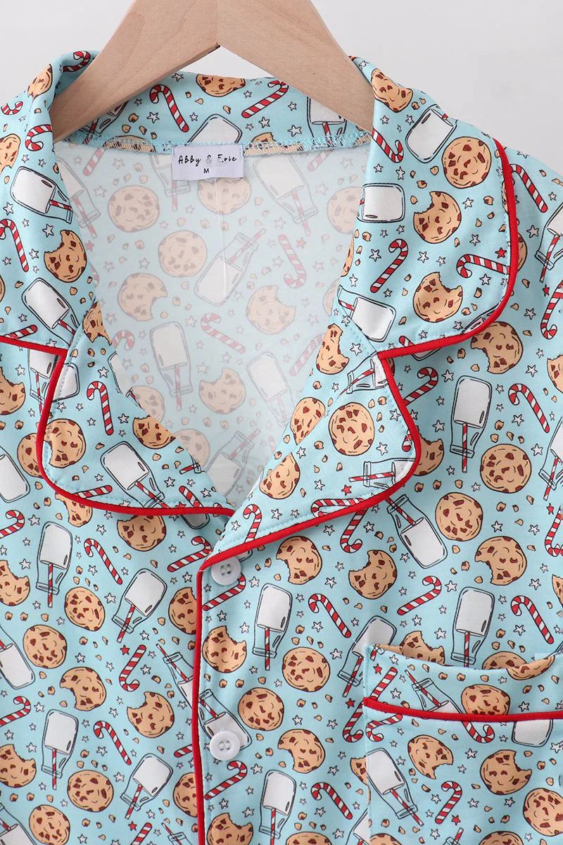 Santa claus cookie print adult pajams set - Image 2