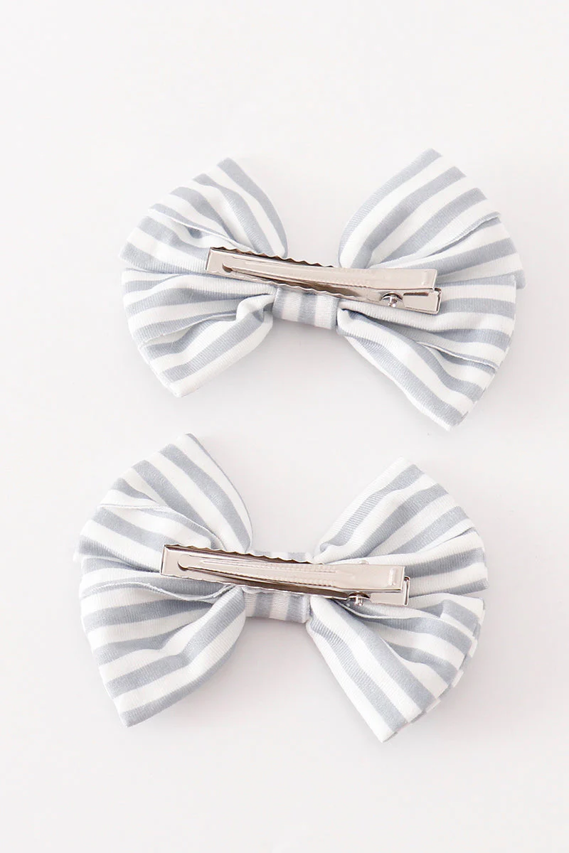 Stripe piggie hair bow - Image 3