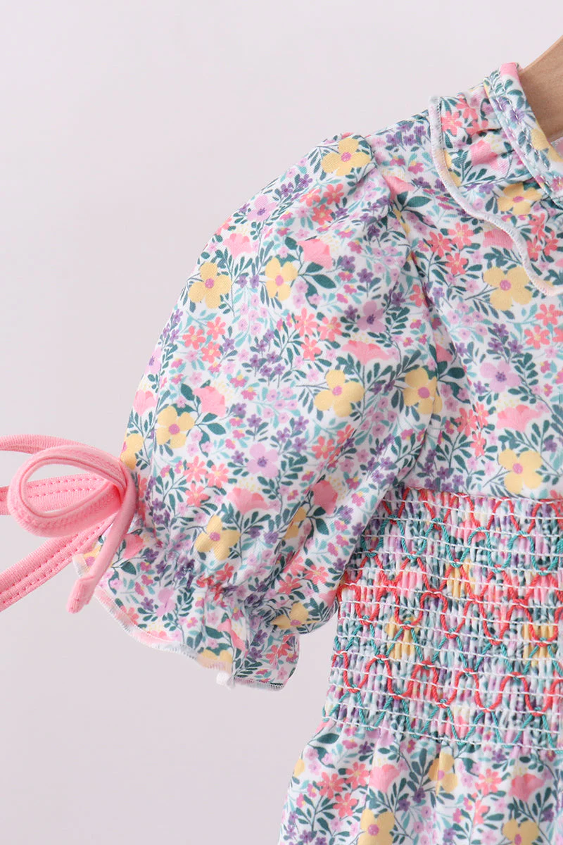 Summer garden smocked ruffle bloomer set - Image 2