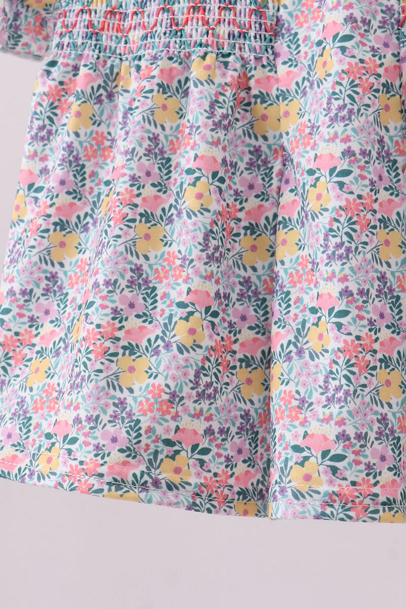 Summer garden smocked ruffle bloomer set - Image 4