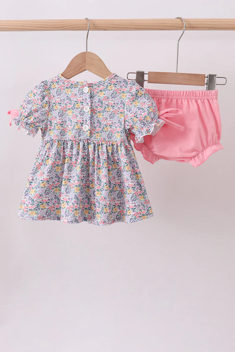 Summer garden smocked ruffle bloomer set - Image 5