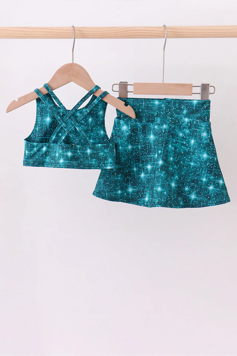 Teal glitter skort set - Image 6