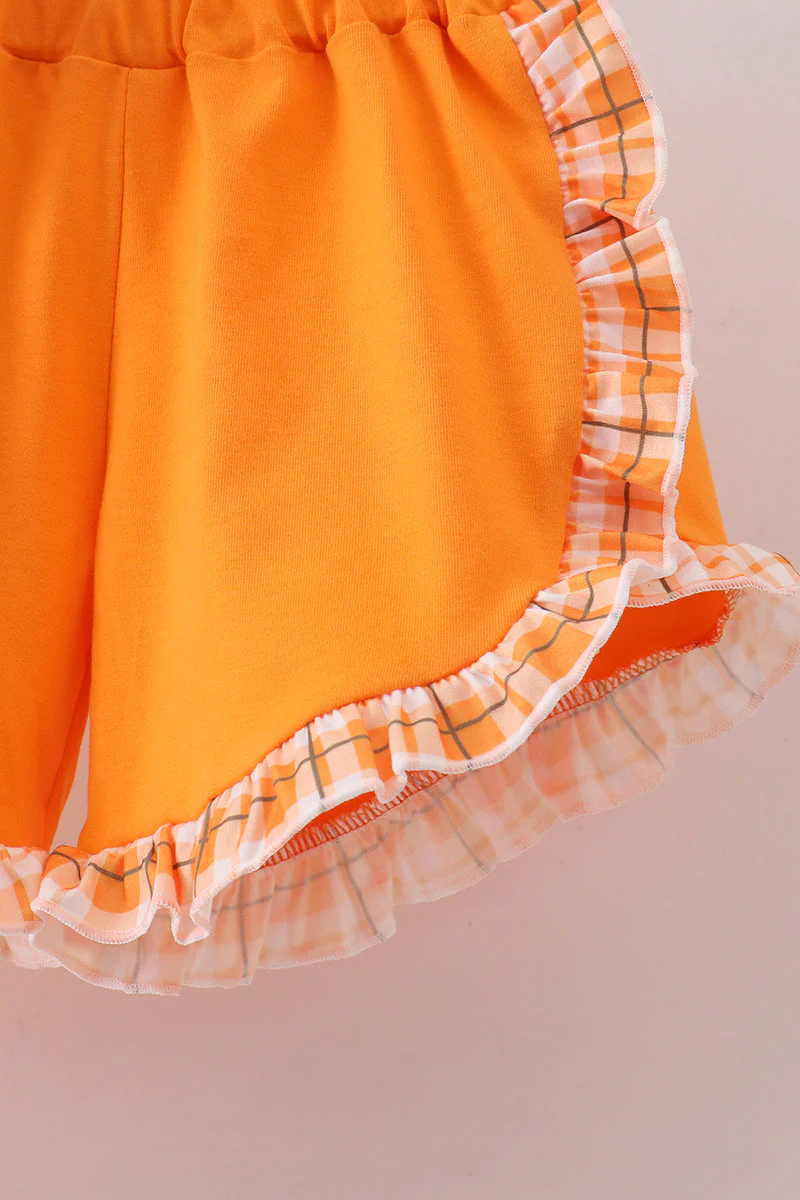 Tennessee Go vols smocked plaid ruffle shorts set - Image 3