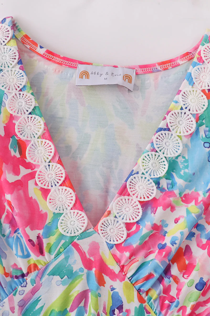 Vibrant floral lace mom dress - Image 2